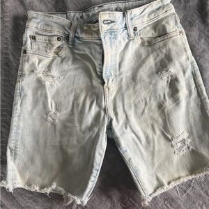 American Eagle Light Wash Distressed Denim Shorts